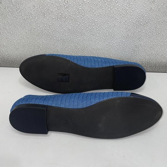 NEW TORY BURCH Women's Dark Denim Cap-Toe Quilted Ballet Flats – Size 10 - Picture 2 of 9